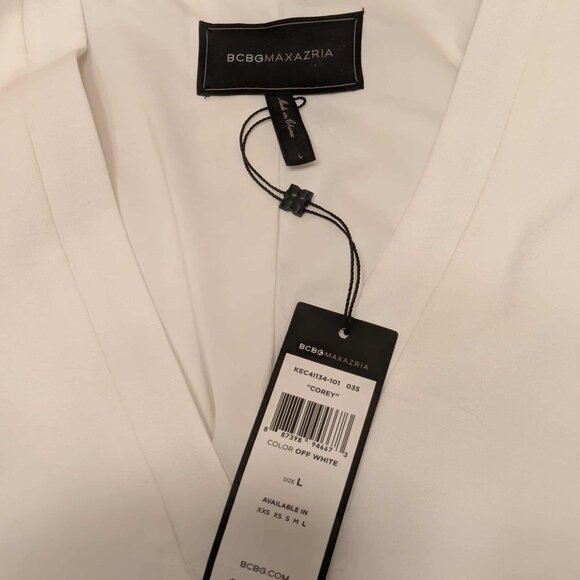 BCBGMAXZRIA "COREY" Cropped Dinner Jacket Womens L Off-White - New With Tag - Picture 2 of 8